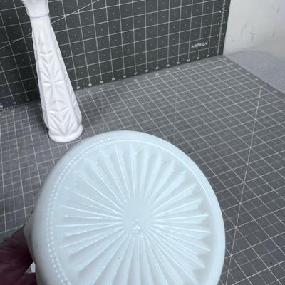 2 Milk Glass Bud Vases 