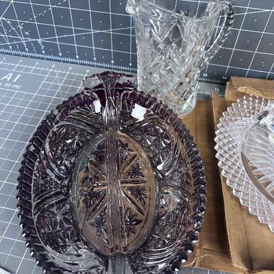 Antique Pressed Glass Serving Ware