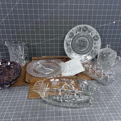 Antique Pressed Glass Serving Ware