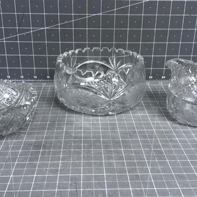 (3) Cut Glass Crystal Pieces. 