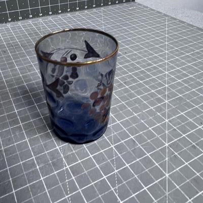 Antique Colored Glass (2) Pieces; Cup & Vase