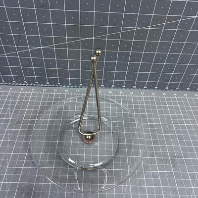 Mid-Century Serving Tray with Gold Toned Handled. 