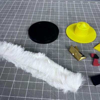 BARBIE Accessories: Stand, Muff, Clutch, Hat, Fur Muff Etc. 