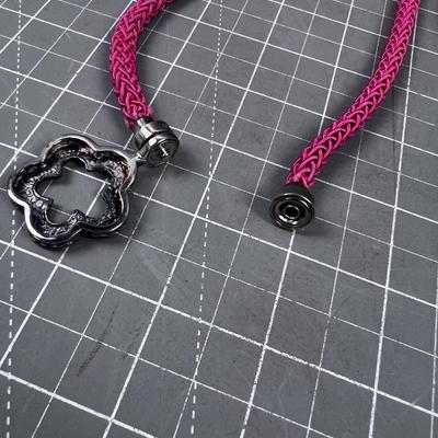 Sterling and Silk Necklace Pink and Blue