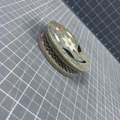 Soap Stone and Mother of Pearl Inlay OVAL Box. 