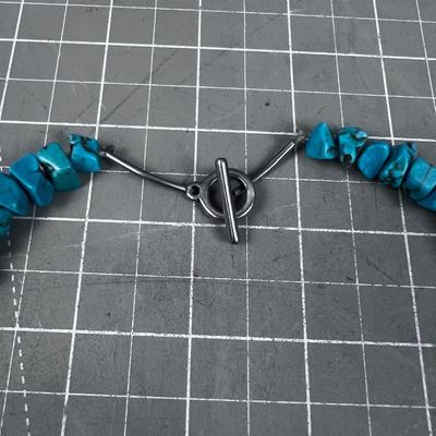 Turquoise and Silver Clasp Necklace