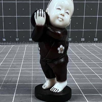 1 Asian NETSUKE BABY FIGURE in Rosewood and Bone 