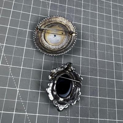 2 Vintage BLACK Cameo UNIQUE! 