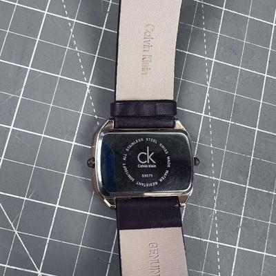 Rose Gold Calvin Klein With Leather Band Double Face - INTERESTING! 