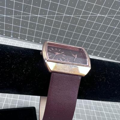 Rose Gold Calvin Klein With Leather Band Double Face - INTERESTING! 