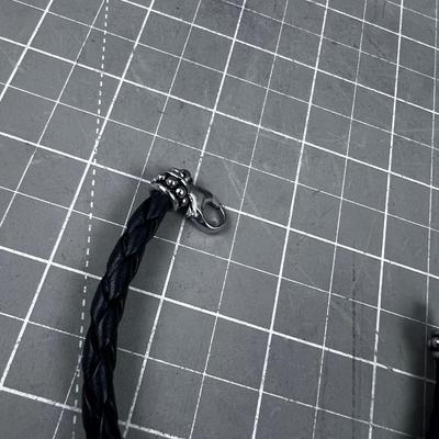 7-1/2" Pearl & Black Leather Bracelet