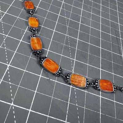Orange Spiney Shell South West Navajo Stone Bracelet 