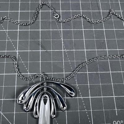 Silver with Pearl ART Necklace 