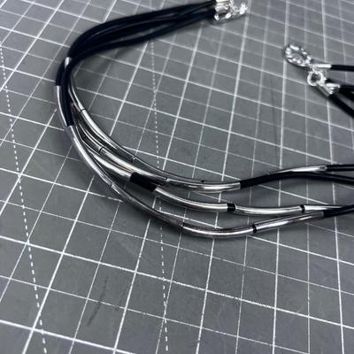 925 and Leather Necklace Choker 