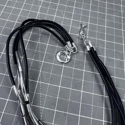 925 and Leather Necklace Choker 
