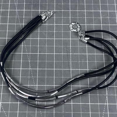 925 and Leather Necklace Choker 