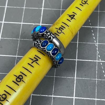 Size 6  Silver and Stone Pair of Rings