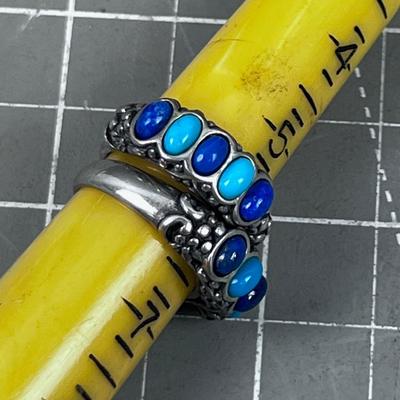 Size 6  Silver and Stone Pair of Rings