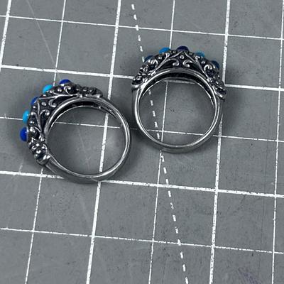 Size 6  Silver and Stone Pair of Rings