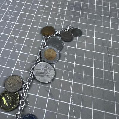 Coin Bracelet with Sterling Chain 