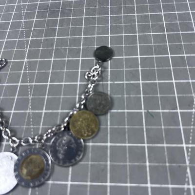 Coin Bracelet with Sterling Chain 