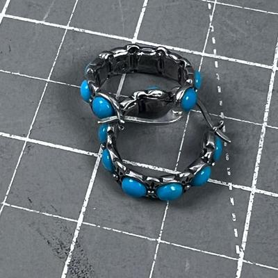 925 Turquoise Hoop Earrings.  