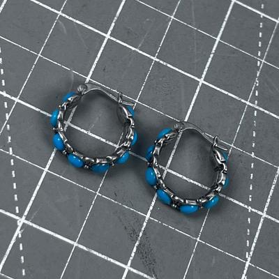 925 Turquoise Hoop Earrings.  