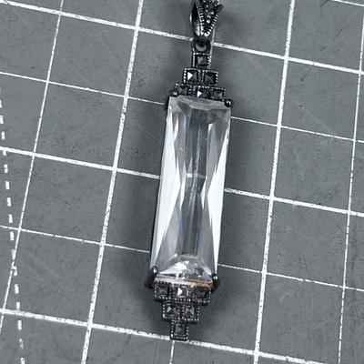 925 Crystal Rectangular Pendant NEAT!!!