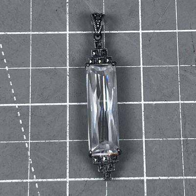 925 Crystal Rectangular Pendant NEAT!!!