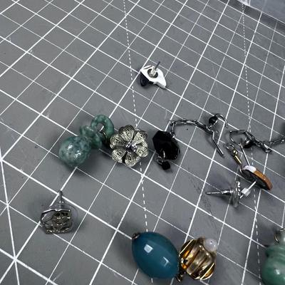 Pile of Vintage Earrings with some Jade Beads 