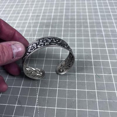 Antique Silver Bracelet, HAMMERED Signature on inside