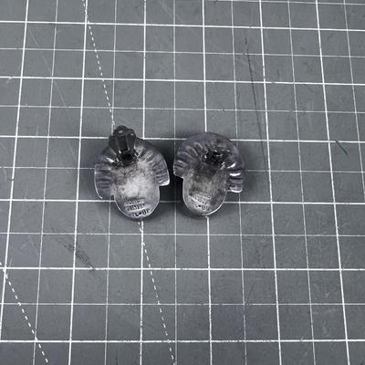 Clip-On Big Silver and Onyx Earrings