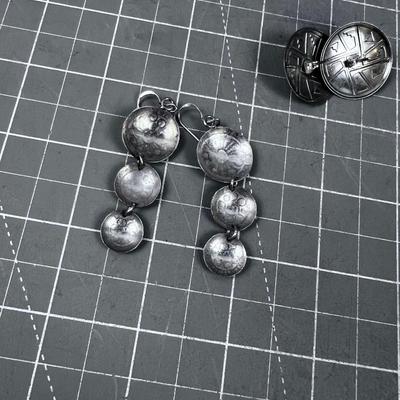 2 Sets of Earrings. Silver and Silver with Tiny Light Blue Stone. 