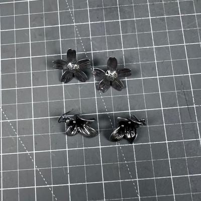 2 More Sets of Earrings Flowers  SILVER