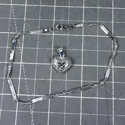 925 Heart Pendant Ankle Bracelet 