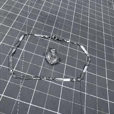 925 Heart Pendant Ankle Bracelet 