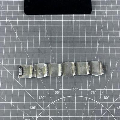 Silver Black Carved Stone Bracelet