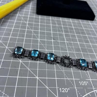 Antique Silver Bracelet with an Aqua Marine Stones. 