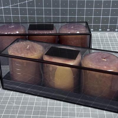 Lightly Scented Pilar Candles (2) New 
