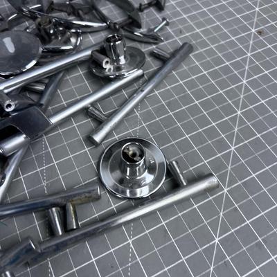 Mid Century Chrome and Brushed Aluminum Drawer Pulls