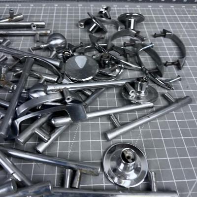 Mid Century Chrome and Brushed Aluminum Drawer Pulls