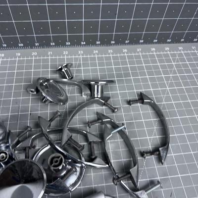 Mid Century Chrome and Brushed Aluminum Drawer Pulls