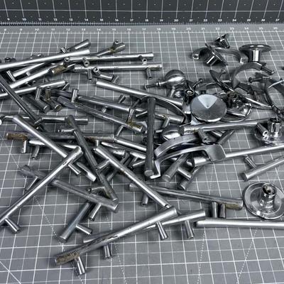 Mid Century Chrome and Brushed Aluminum Drawer Pulls