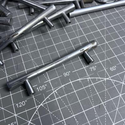Mid Century Chrome and Brushed Aluminum Drawer Pulls