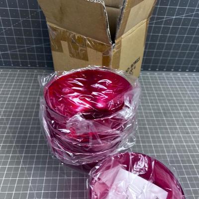 (6) Red Acrylic Bowls NEW 