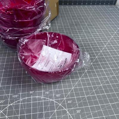 (6) Red Acrylic Bowls NEW 