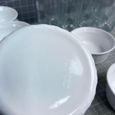 Drinking Glasses and White Bowls (Soup or Salad or Both) 