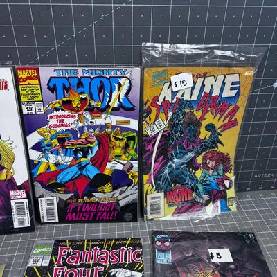 Comics (7) Thor; Fantastic 4, Spider Man.