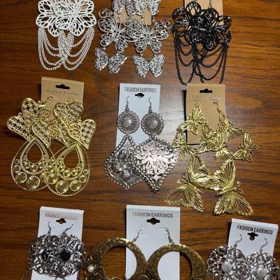 Lot of 9 large dangle earrings