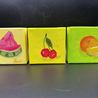 Three Small Original Fruit Paintings by Risco